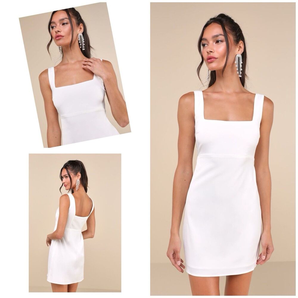 Lulu's White Square Neck Mini Dress